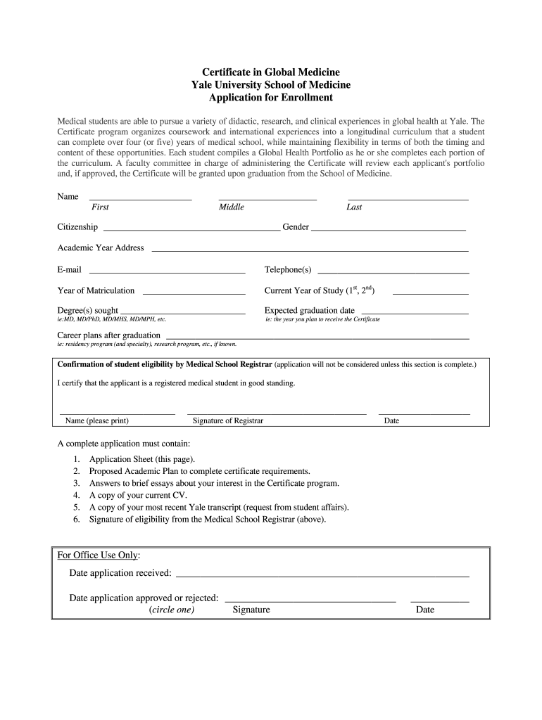Certificate in Global MedicineMedical Education at Yale Preview on Page 1
