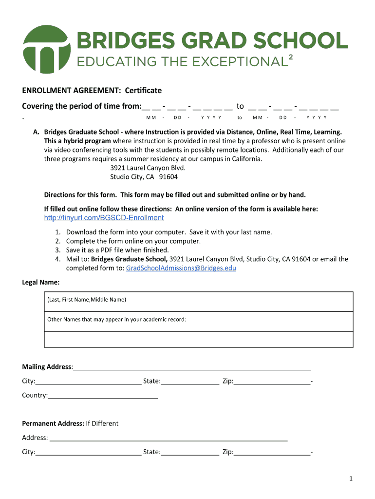 Sample Enrollment Agreement - Heinz College - Carnegie Preview on Page 1