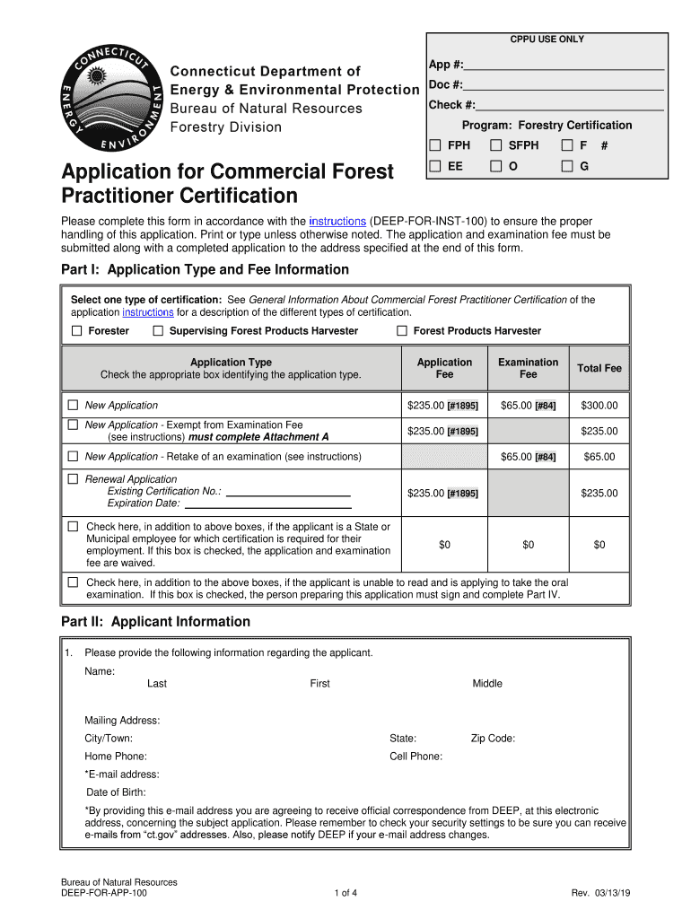 application for Commercial Forest Practitioner Preview on Page 1