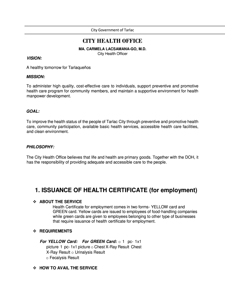 health card tarlac city Preview on Page 1