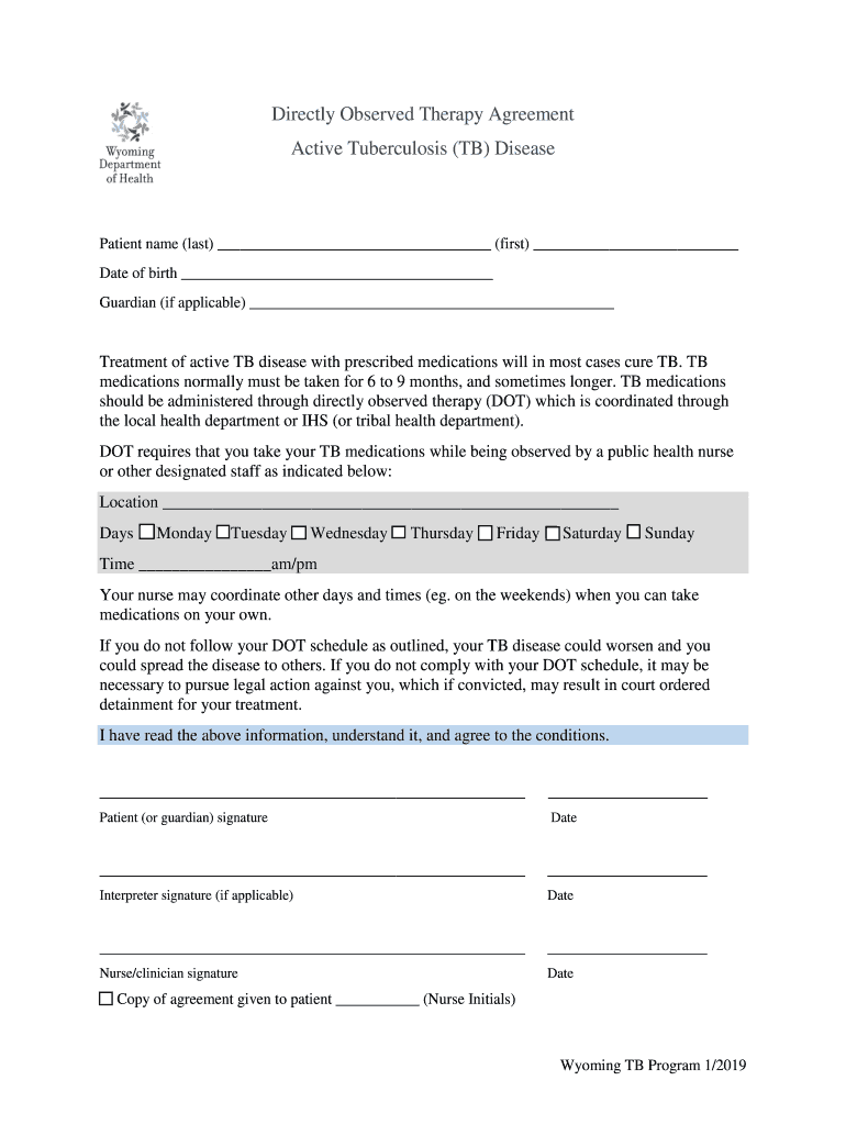 Directly Observed Therapy Agreement Preview on Page 1