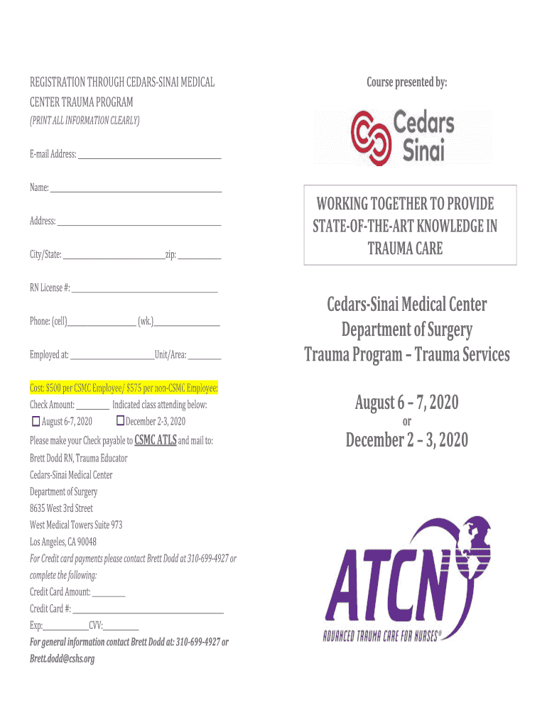 Fillable Online CedarsSinai Medical Center Department of Surgery