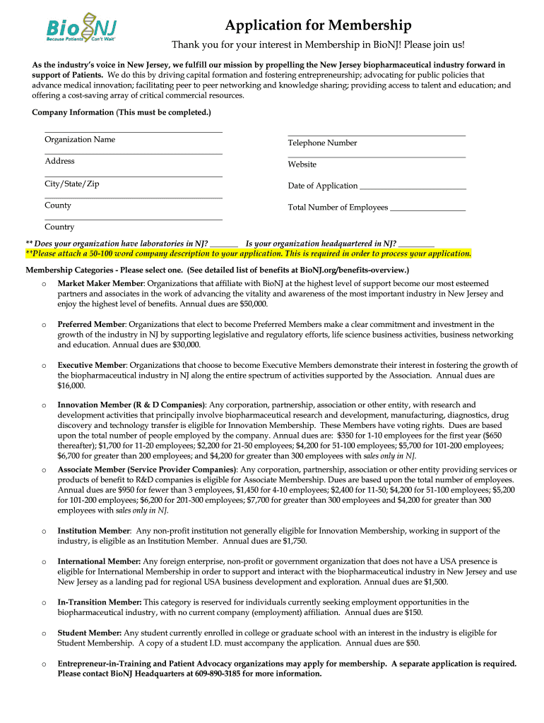 BioNJ Application for Membership - FINAL Preview on Page 1