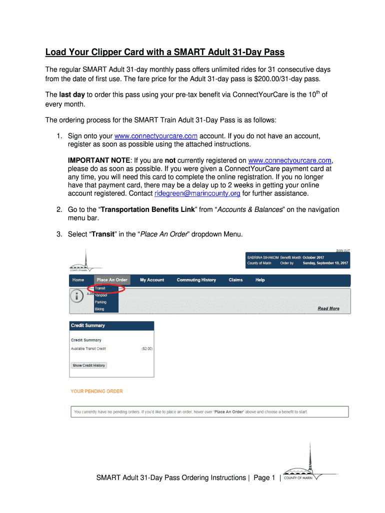 Fillable Online Load Your Clipper Card with a SMART Adult 31Day Pass