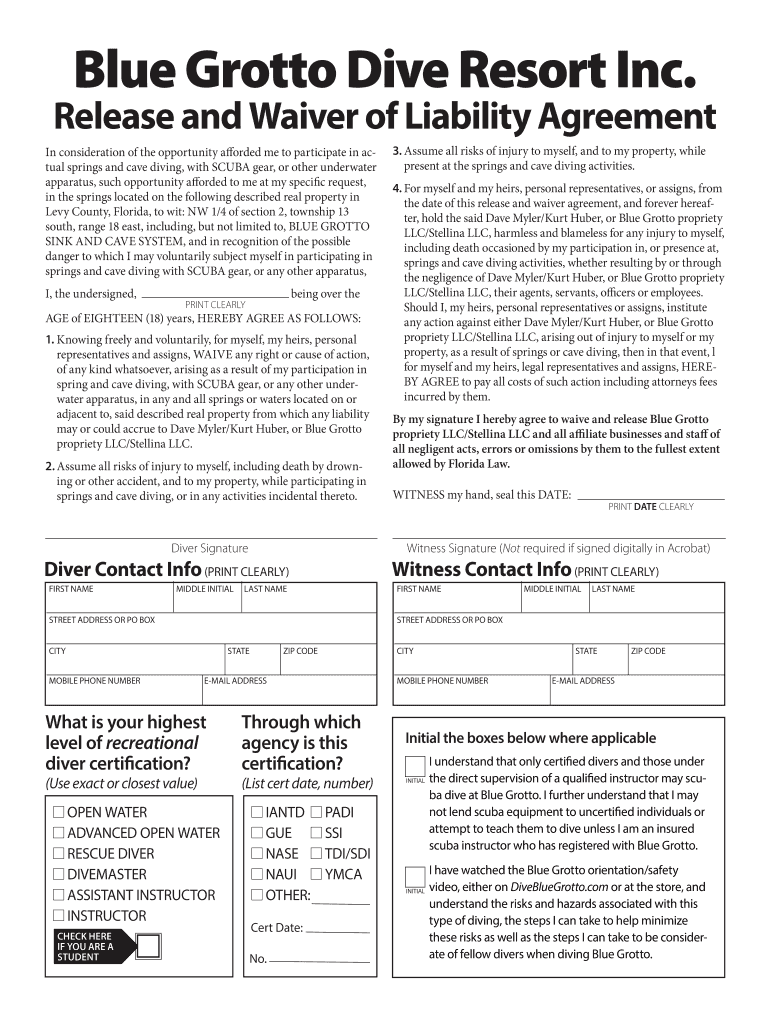blue grotto waiver Preview on Page 1