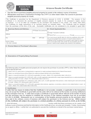Fillable Online AZ Resale Certificate Fax Email Print pdfFiller Fillable Online AZ Resale Certificate Fax Email Print pdfFiller