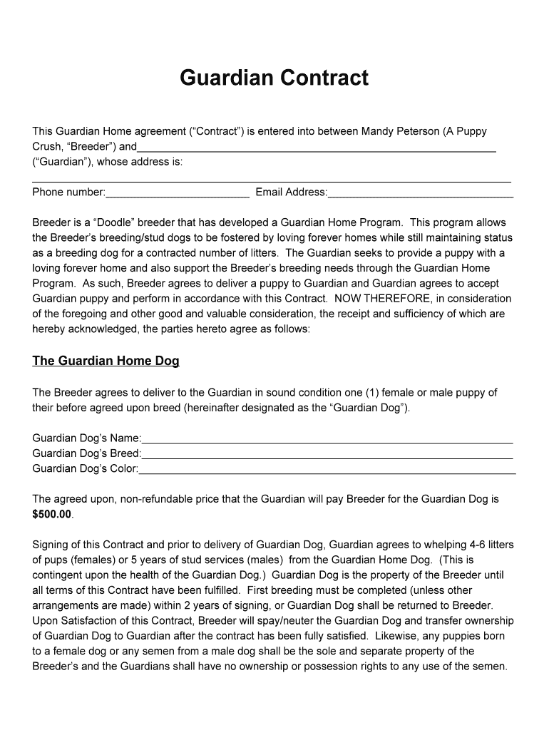 guardian home for dogs contract Preview on Page 1