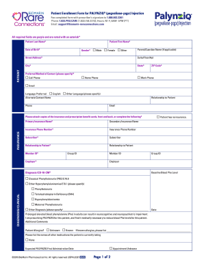Patient Enrollment Form for PALYNZIQ