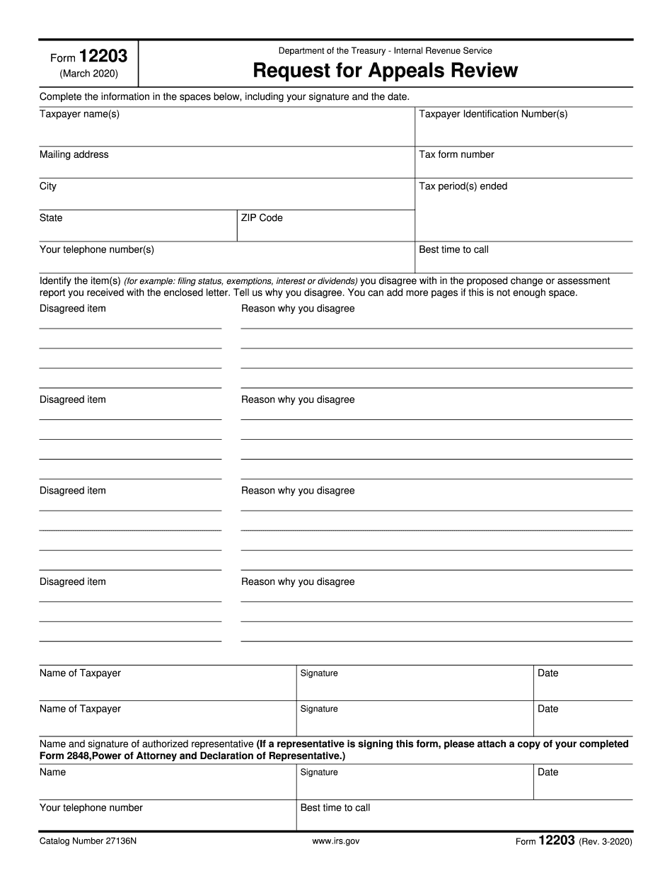 Fillable Form 12203