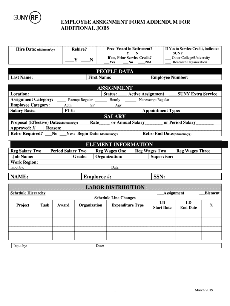 Fillable Online Employee Assignment Form (word) - rfsuny.org Fax Email ...