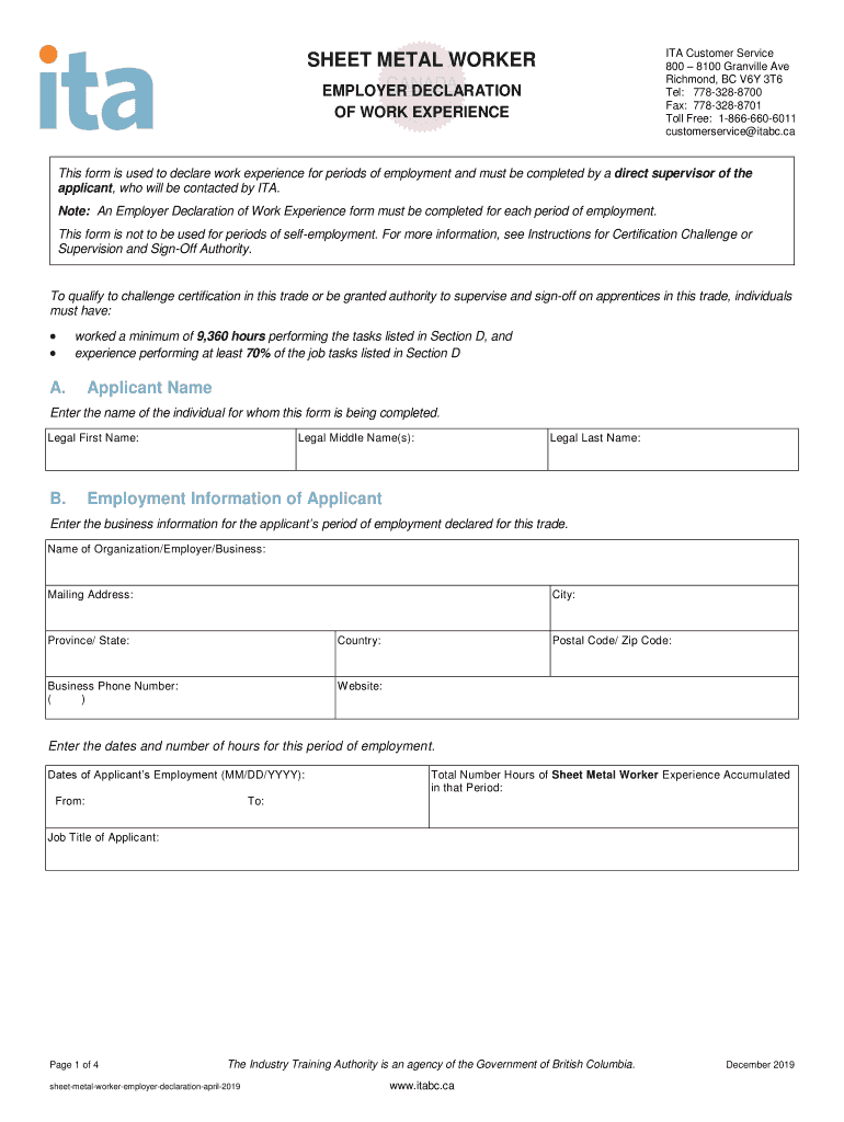 sheet metal worker - ITA BC Preview on Page 1