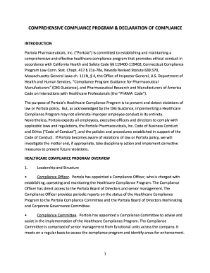 COMPREHENSIVE COMPLIANCE PROGRAM &amp;amp; DECLARATION OF COMPLIANCE