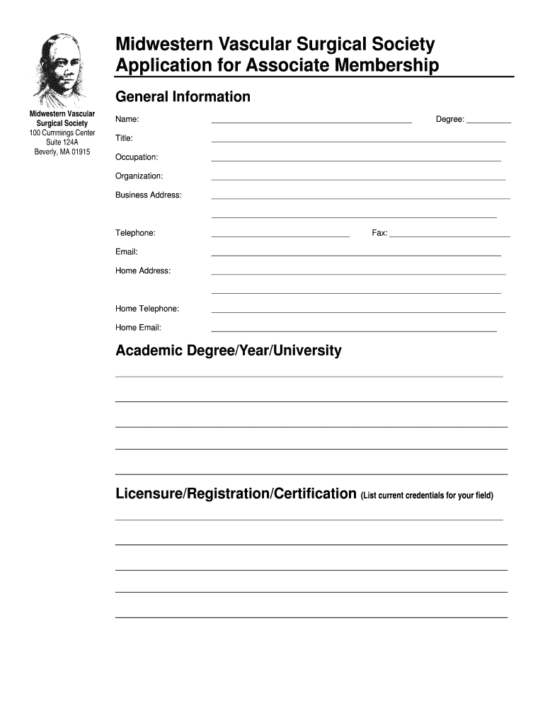 MVSS Membership Application - Society for Vascular Surgery Preview on Page 1