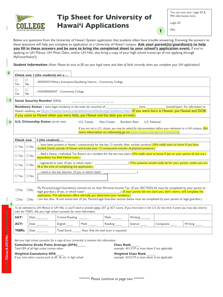 Fillable Online Tip Sheet for UH Applications -MBrevised 8-29-19.docx Fax Email Print - pdfFiller