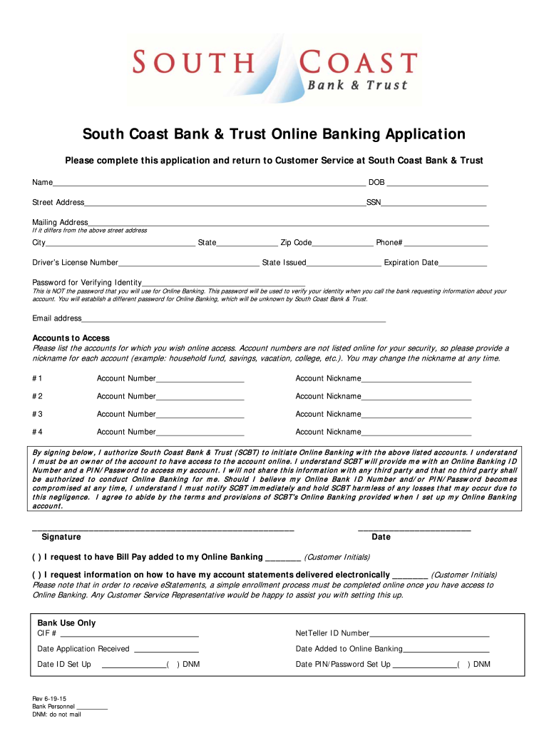 Guardian Bank Online Application - South Coast Bank & Trust Preview on Page 1