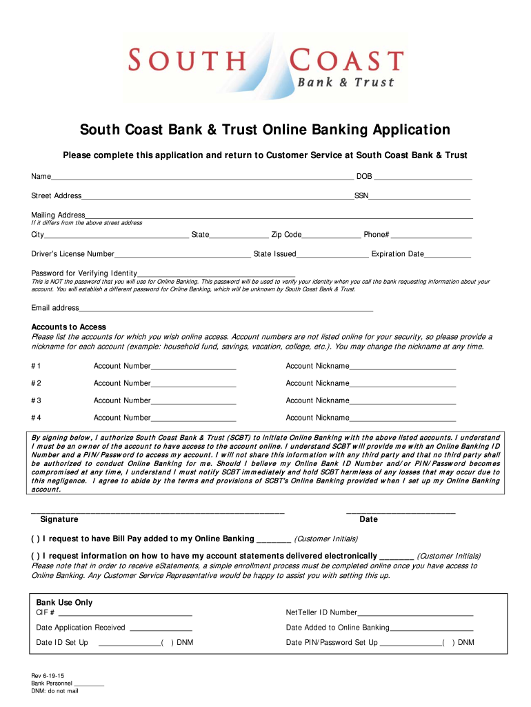 Guardian Bank Online Application - South Coast Bank & Trust Preview on Page 1