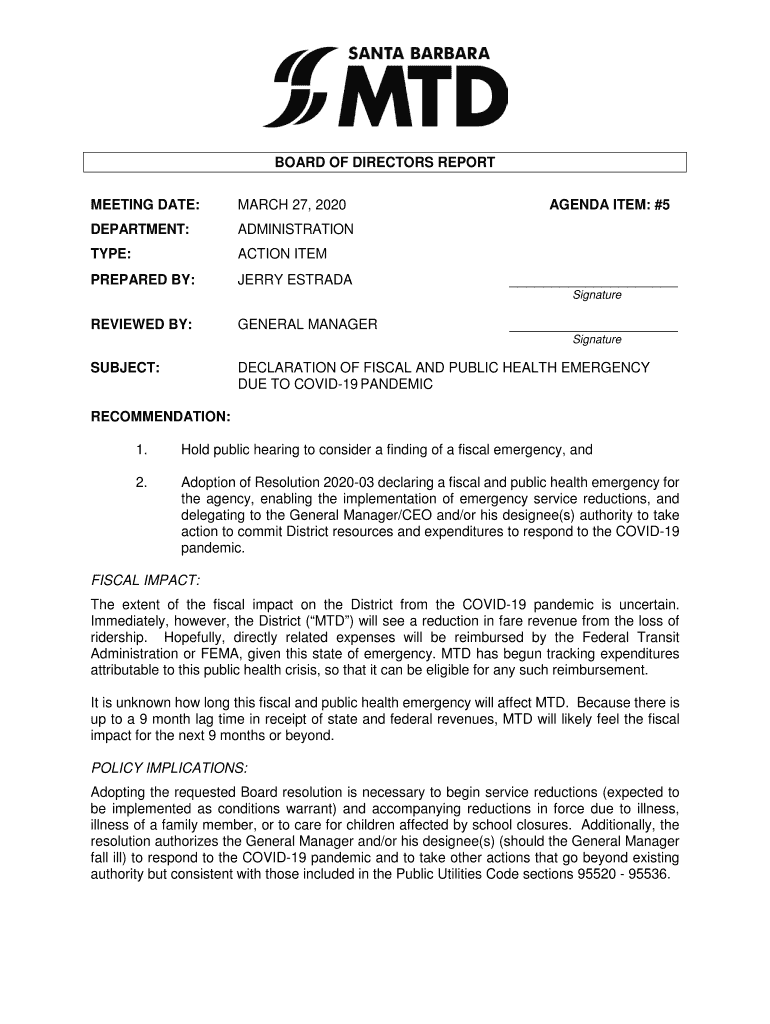 Fillable Online First Amended Declaration of Local Disaster due to ...