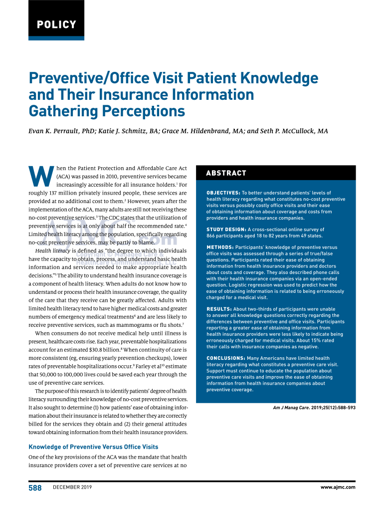 Fillable Online Preventive/Office Visit Patient Knowledge and Their AWS Fax Email Print