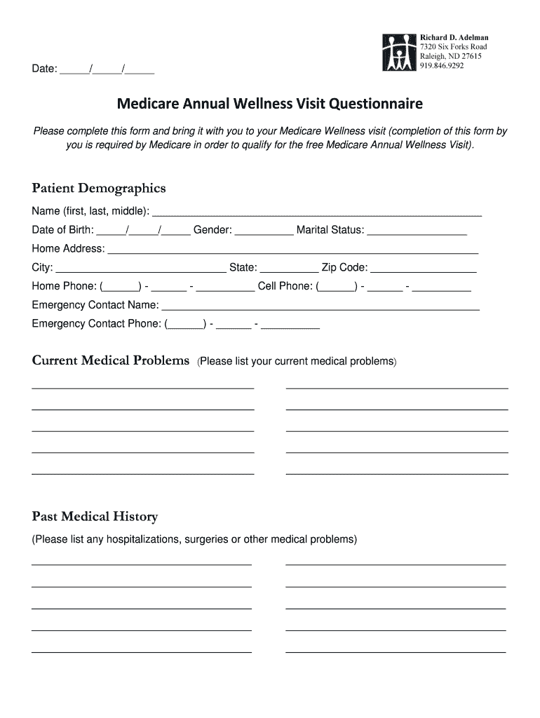 fillable online medicare visit or annual wellness visit - atrium