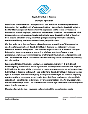 Boys &amp;amp; Girls Club of Rockford Employee Agreement I certify ...
