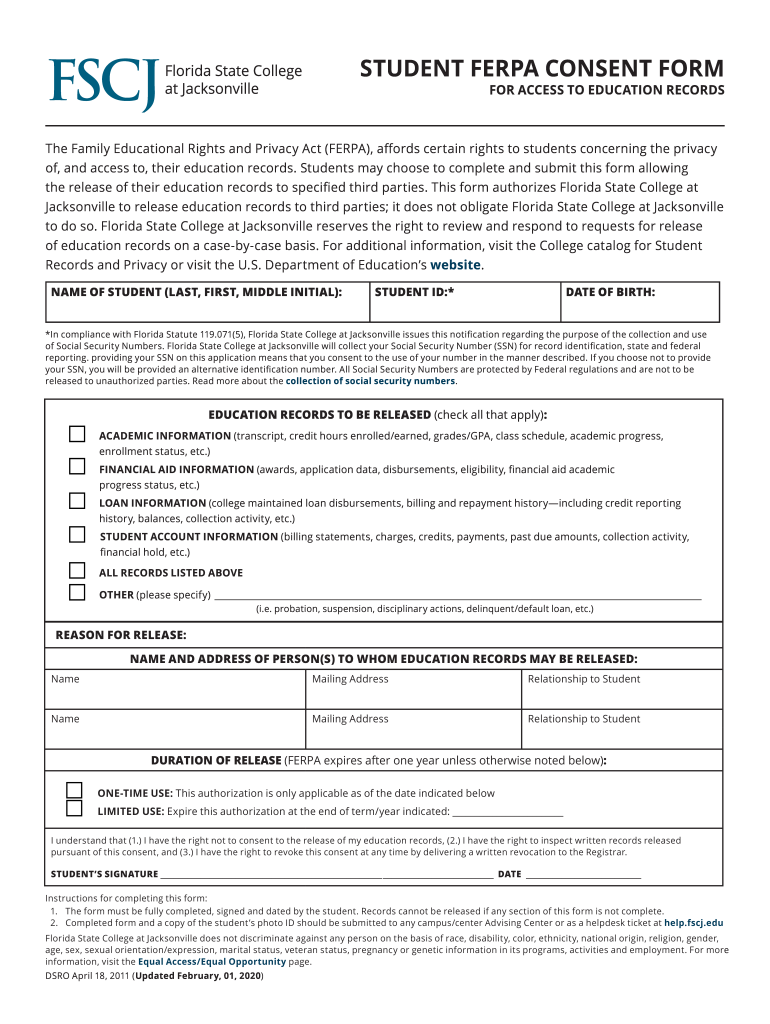 state college ferpa form Preview on Page 1