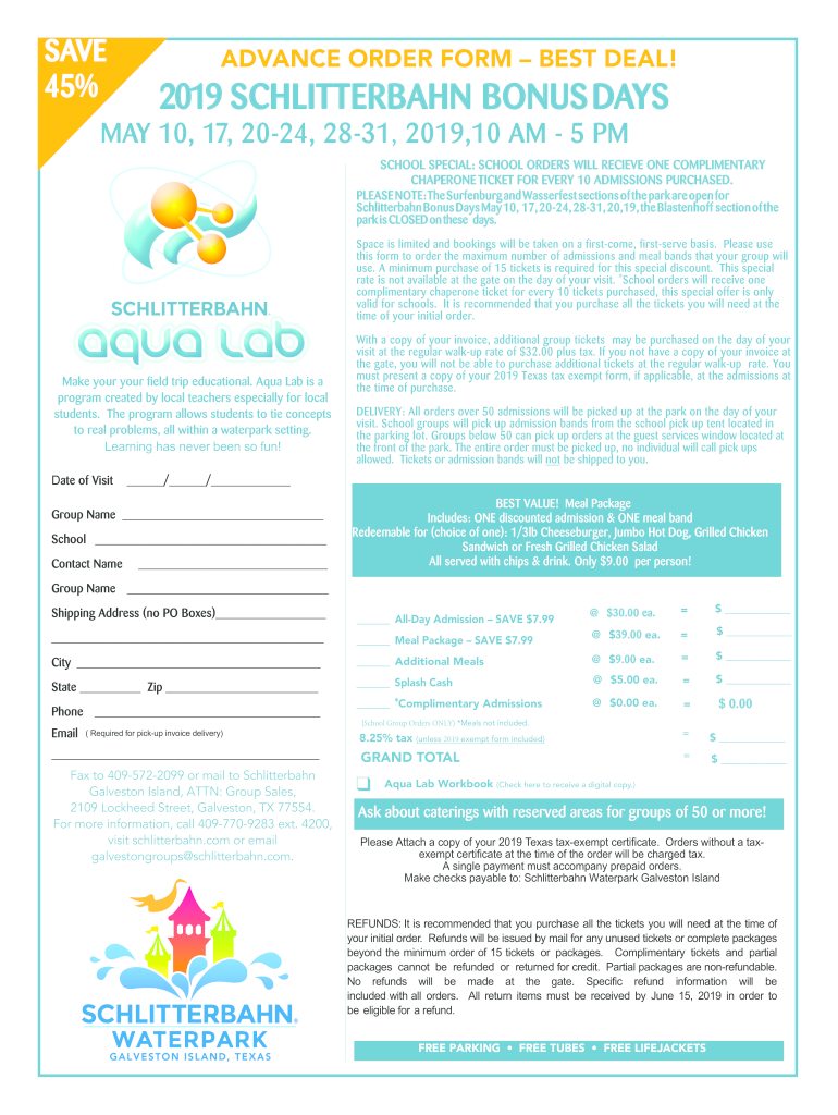 Get Tickets for Groups of 15 or More to Schlitterbahn Galveston Preview on Page 1