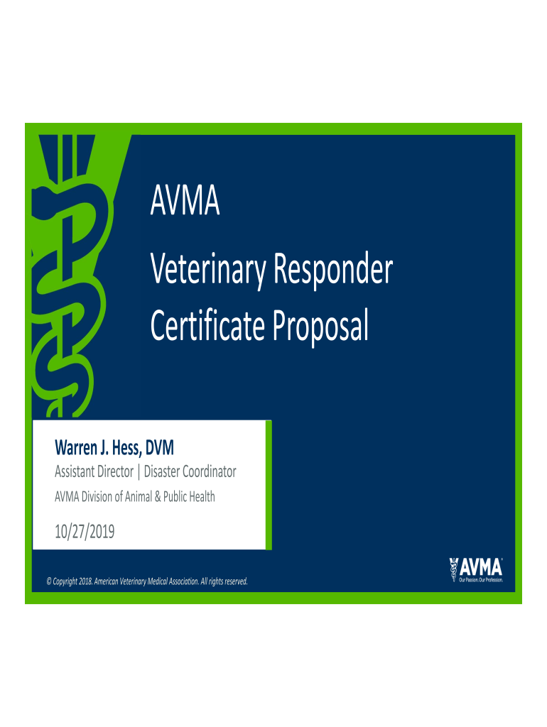 Fillable Online AVMA Veterinary Responder Certificate Proposal United