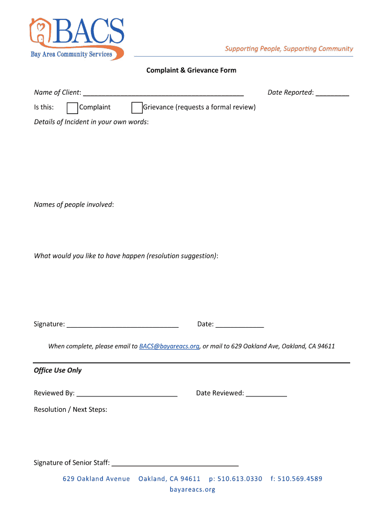 patient rights grievance forms Preview on Page 1