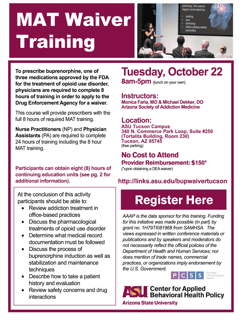 Fillable Online MAT Waiver Training for MD/DOs to Prescribe Fax Email