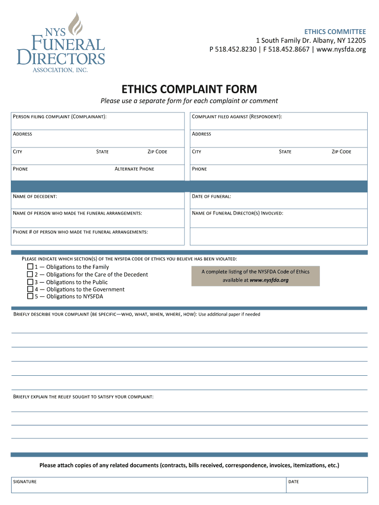 Download an Ethics Complaint Form Preview on Page 1