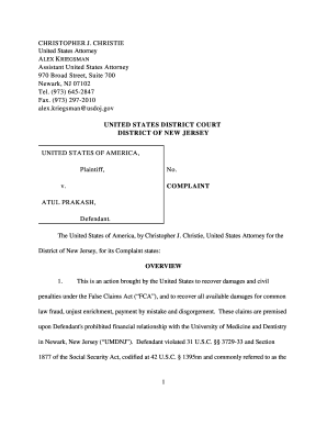 Fillable Online Christopher J Christie United States Attorney Alex Fax Email Print Pdffiller Fillable Online Christopher J Christie United States Attorney Alex Fax Email Print Pdffiller