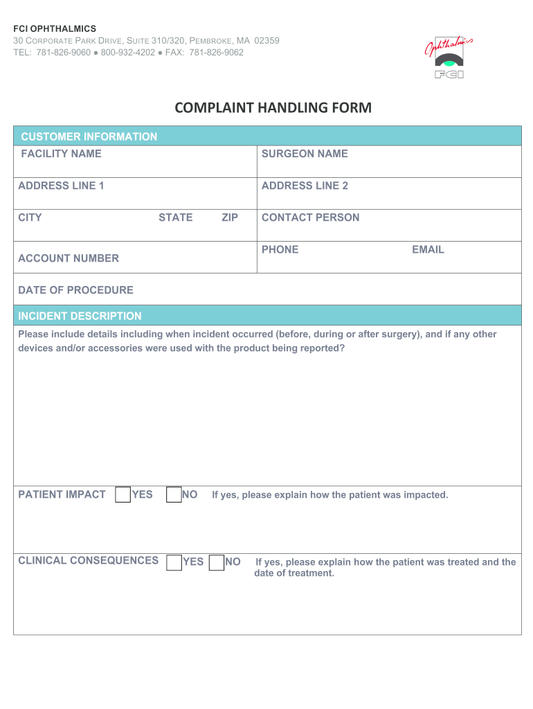 FCI Complaint Form 112019 docx Preview on Page 1