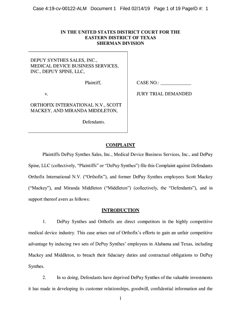 Fillable Online DePuy Orthofix suit.pdf Fax Email Print pdfFiller