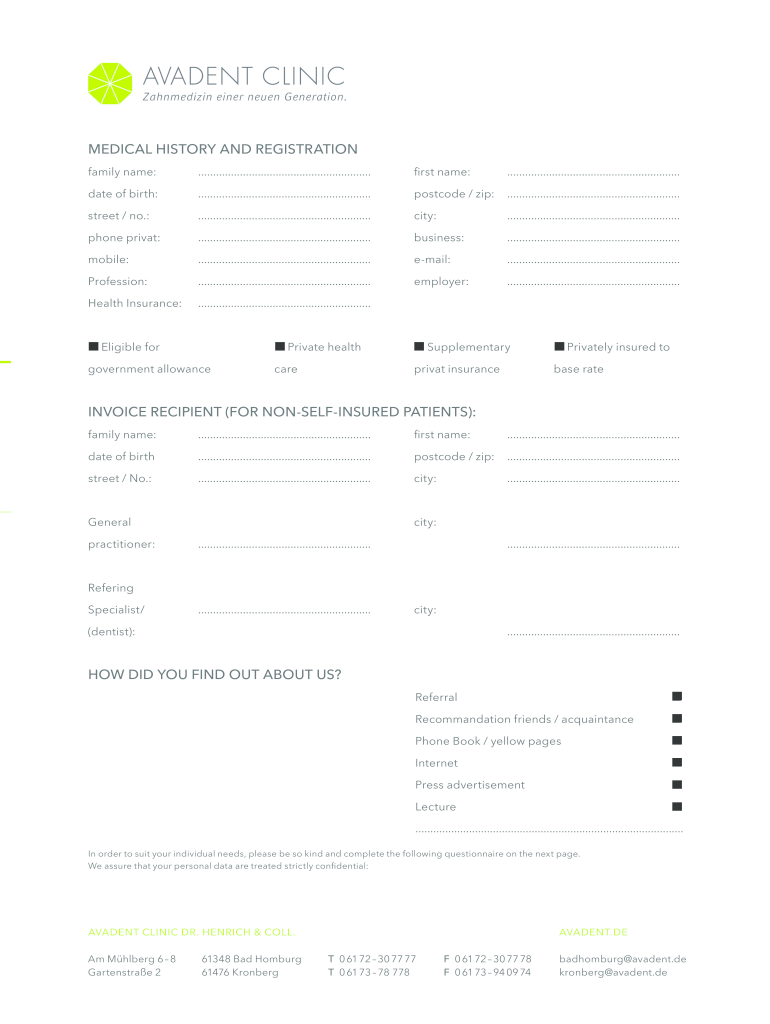 Patient Registration & Health History Form - Altoona Smiles Preview on Page 1