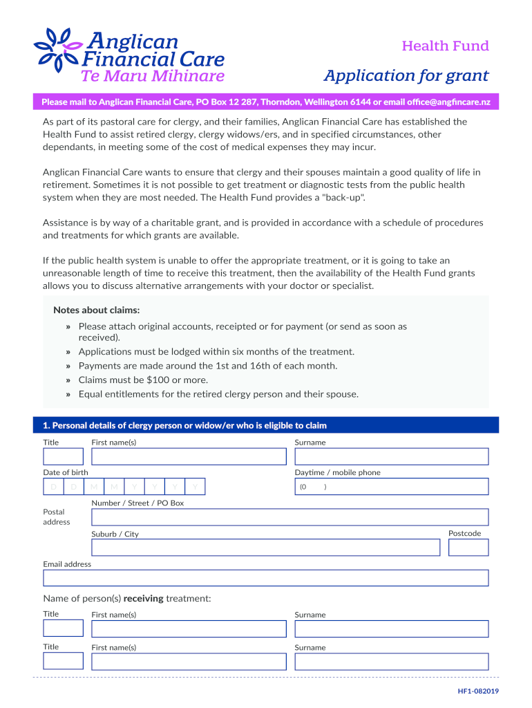 Please mail to Anglican Financial Care, PO Box 12 287, Thorndon, Wellington 6144 or email officeangf Preview on Page 1