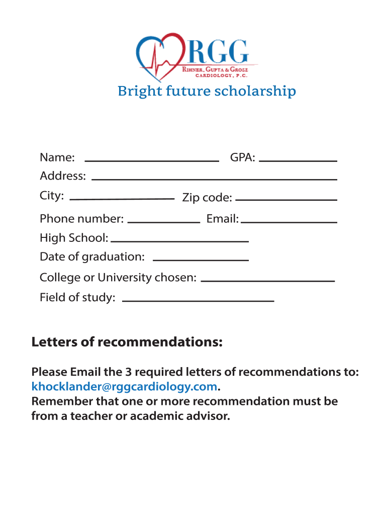 Scholarship Form RGG Preview on Page 1