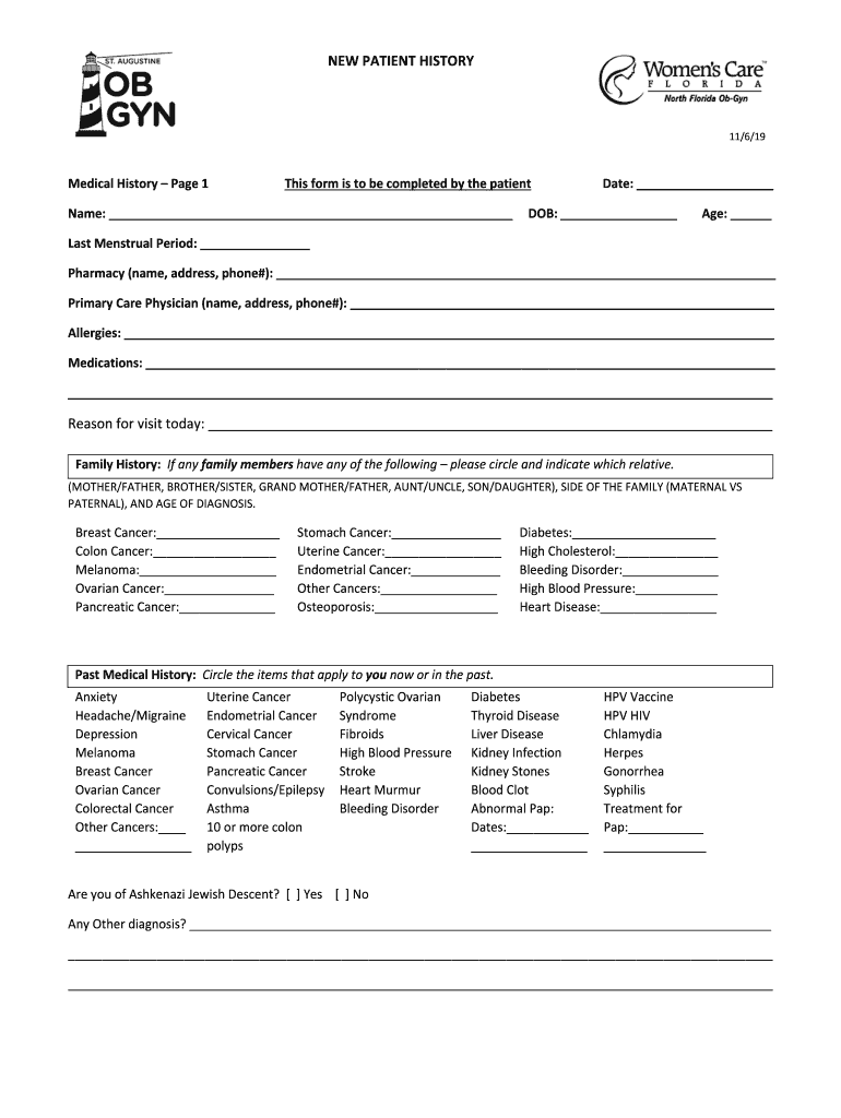 New GYN Paperwork - St Augustine OB/GYN Preview on Page 1