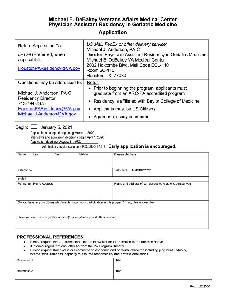 PA Residency in Geriatrics Brochure - Michael E. DeBakey VA Preview on Page 1