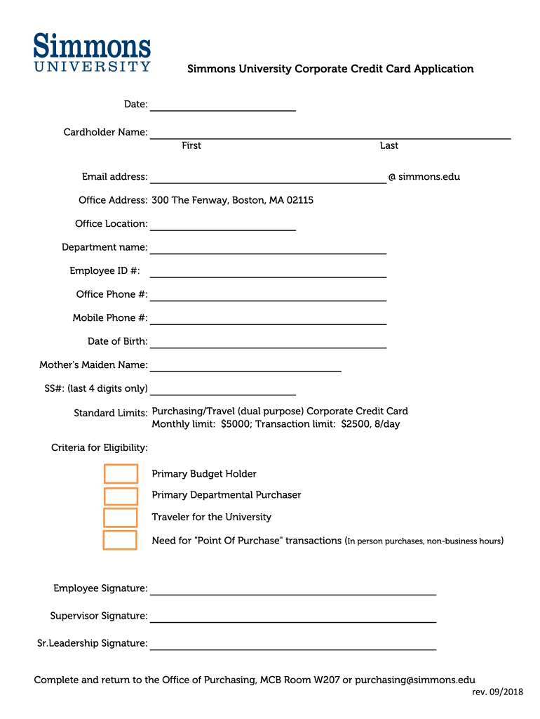 Corporate Credit Card - Simmons Internal - Simmons University Preview on Page 1