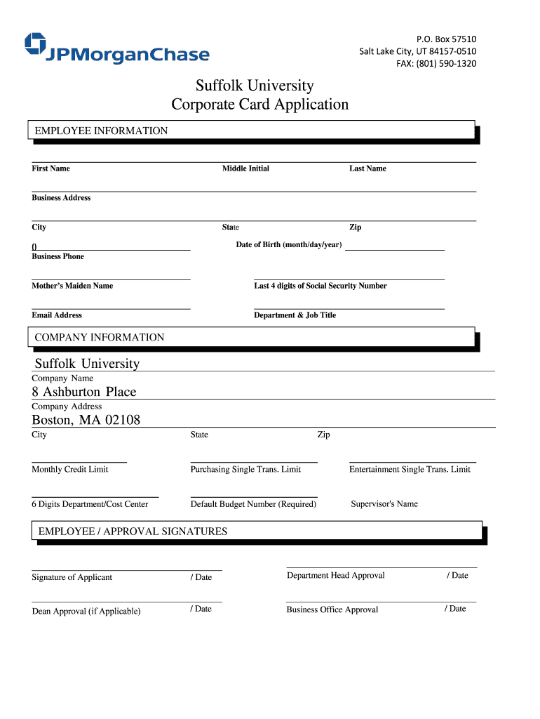 Corporate Card Application Preview on Page 1