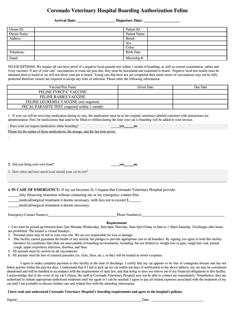 New Client Form - Harbor Animal Hospital Preview on Page 1