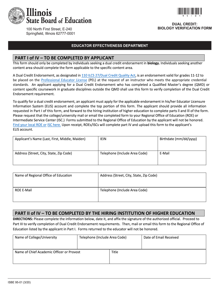 Dual Credit Form Biology Preview on Page 1