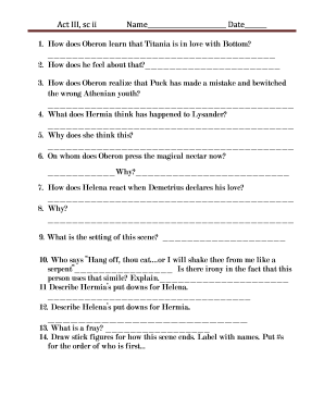 Fillable Online A Midsummer Night's Dream: Act IV, scene i - SparkNotes ...