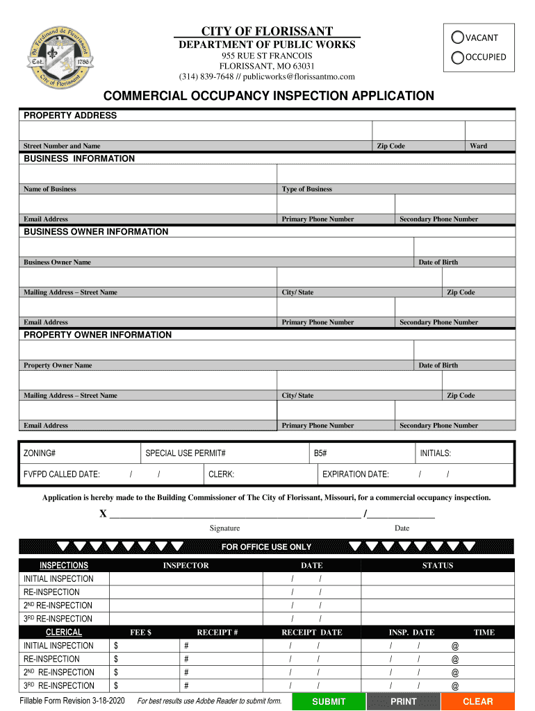 Fillable Online Florissant, Missouri / Occupancy Inspection City of