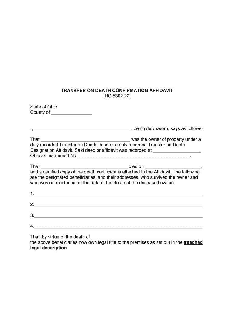 affidavit of confirmation ohio form Preview on Page 1