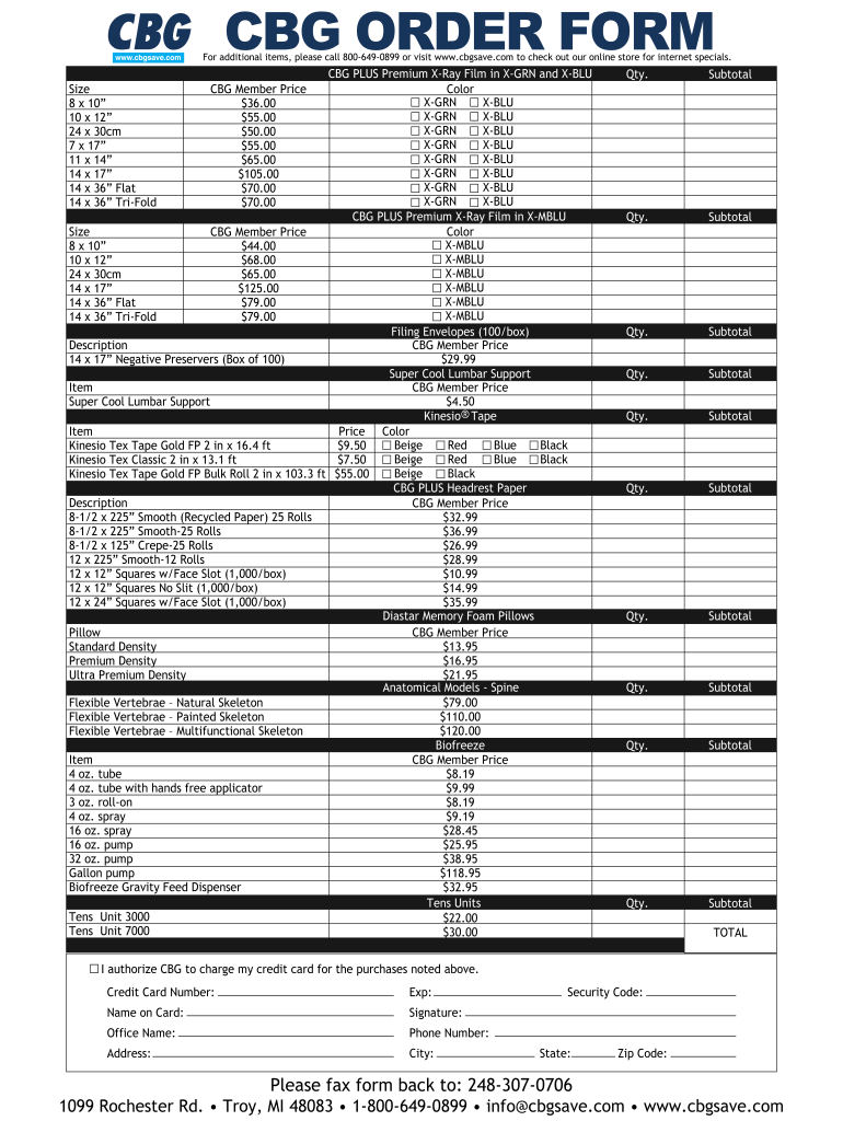 Fillable Online XRay Filing Envelopes CBG Save Fax Email Print