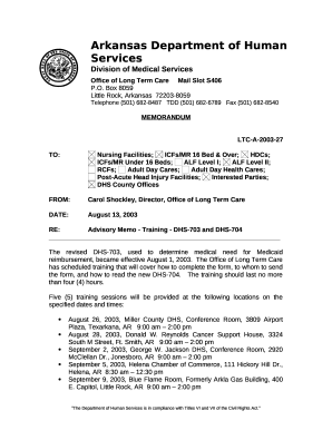 Notice of TrainingNew DMS-703 Form