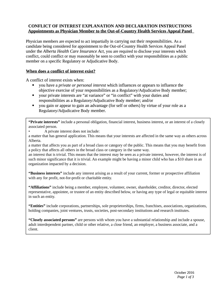 Conflict of Interest Disclosure Arkansas Medical Doc Template