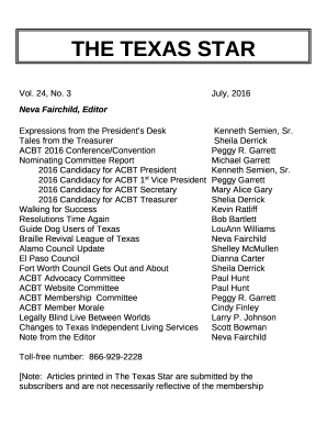 Texas Star 2016 July - American Council of the Blind of Texas