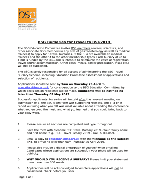 Travel Bursary to attend BSG2020The British Society of ...